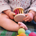 Wooden Mini Rolling Wheel Rattle
