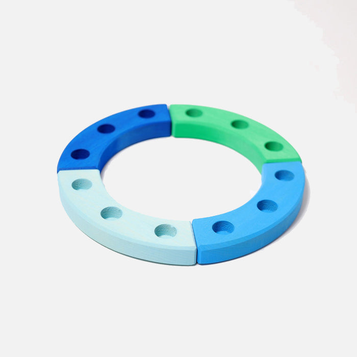 Wooden Small Celebration Ring - Blue/Green