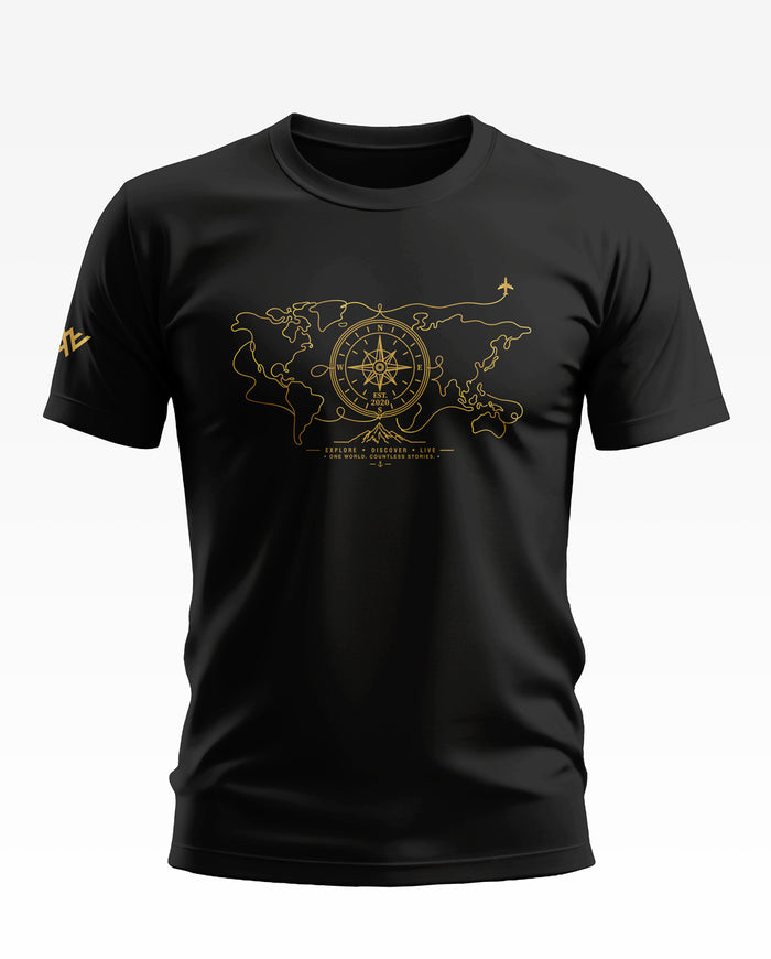 World Map With Compass Cotton T-shirt