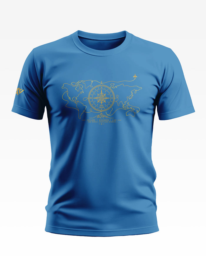World Map With Compass Cotton T-shirt