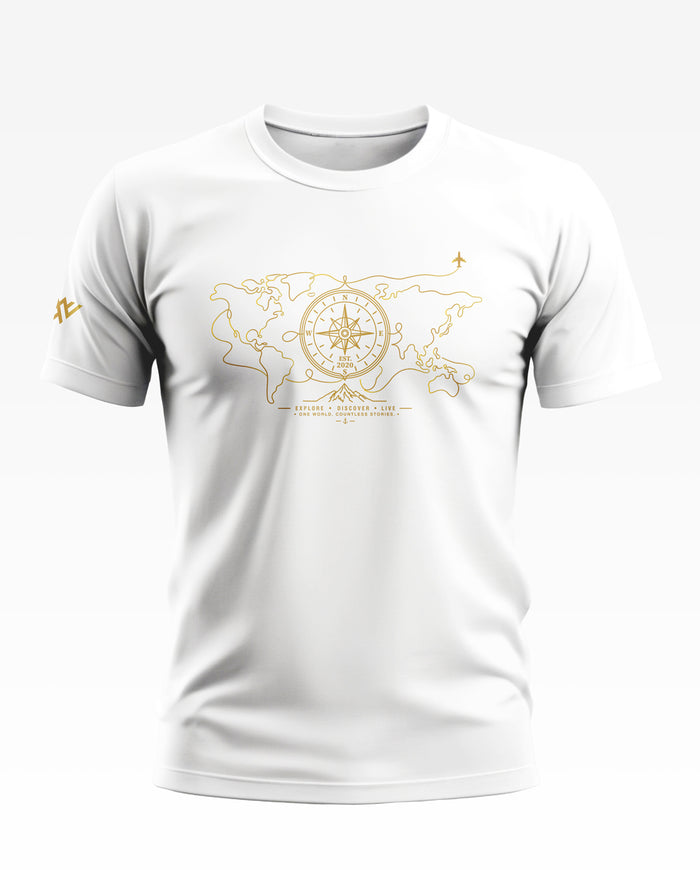 World Map With Compass Cotton T-shirt