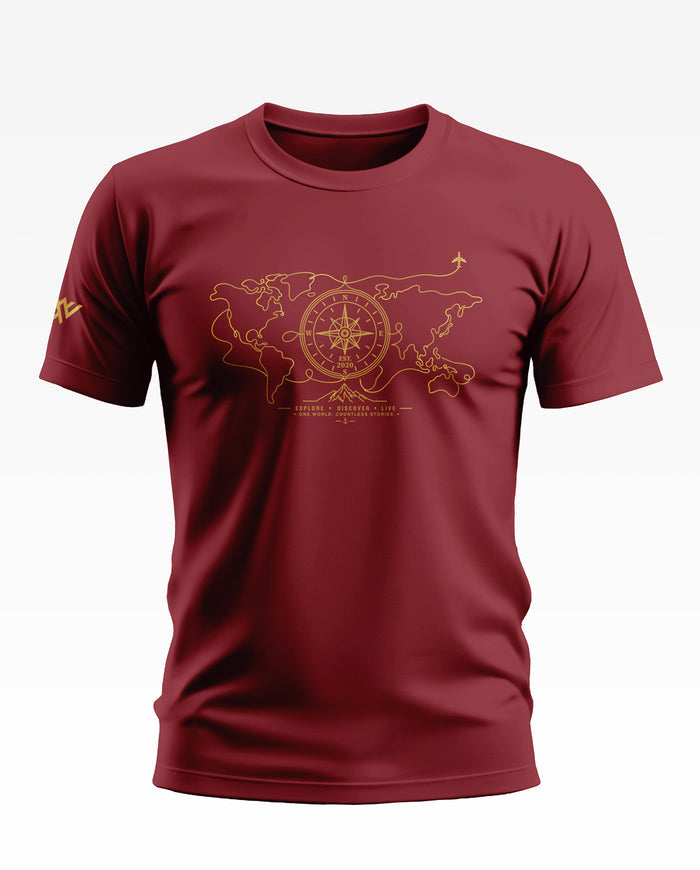 World Map With Compass Cotton T-shirt