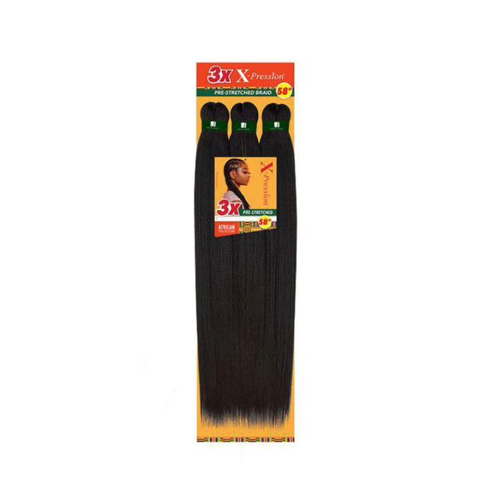 SENSATIONNEL black 3 pack pre-stretched braiding hair 58 inch long straight synthetic braids for styling