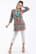 Yoraba Kurta Tunic by Orientique featuring lightweight fabric, intricate patterns, and a relaxed, bohemian style for casual wear.