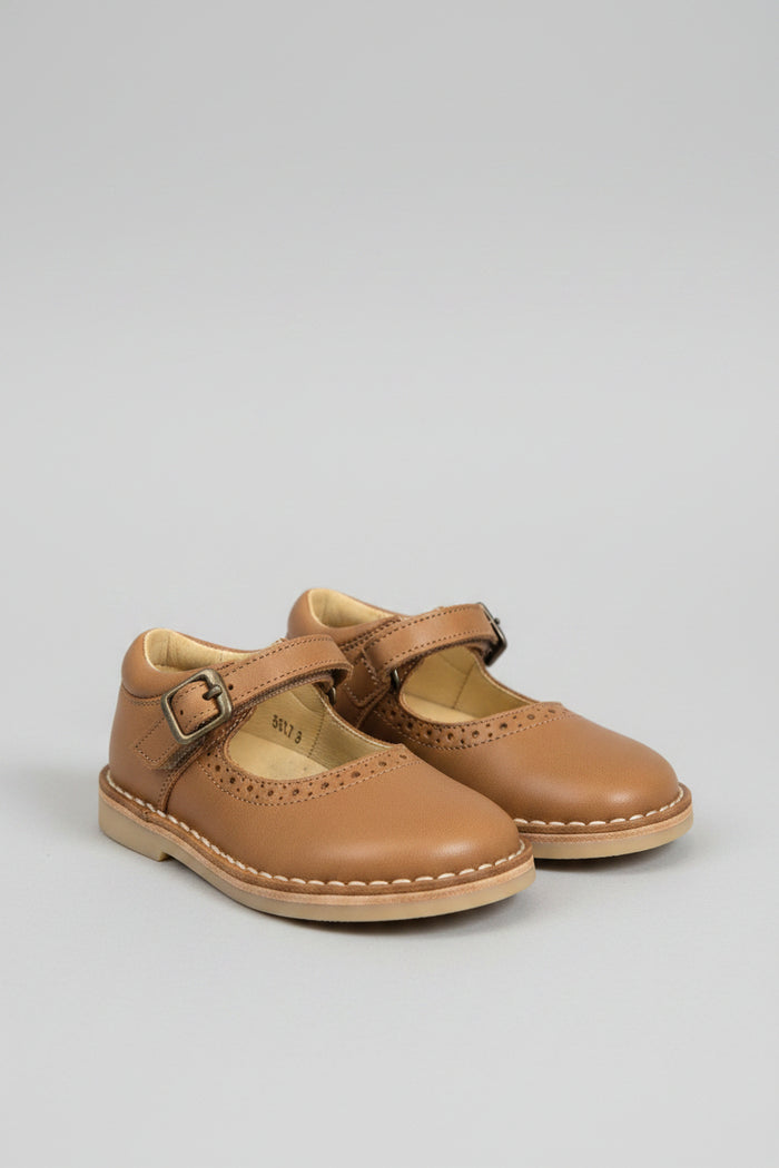 Young Soles Mary Jane Kids Shoes In Tan Leather - Size 25