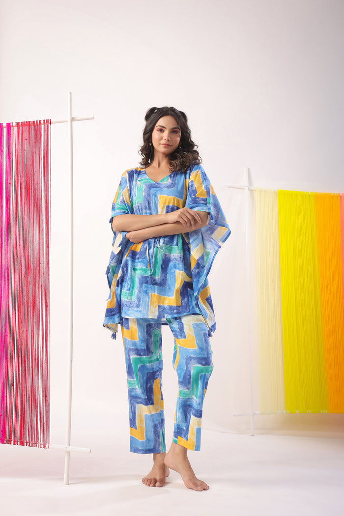 Zig-Zag Print on Kaftan Cotton Co-ord Set